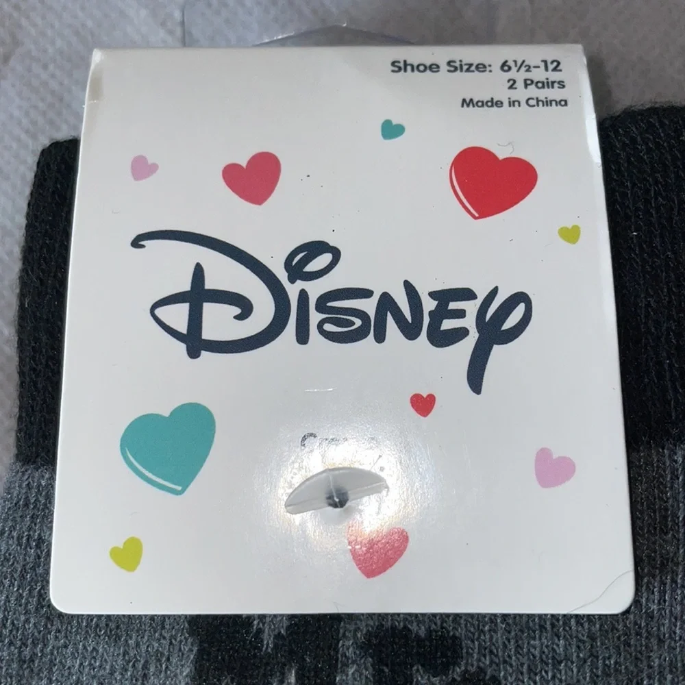 Mens Crew Socks Disney Mickey Mouse Mr Right Lover Holiday Gift 2 pairs New Gray - Picture 3 of 3